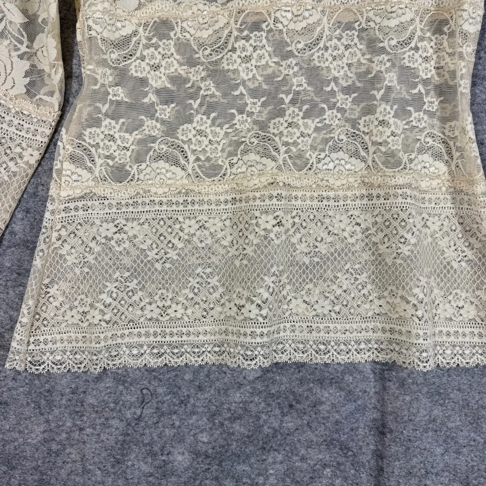 Ilse Jacobsen Y2K Cream Lace Top Size M Romantic Floral Sheer Ethereal Indie - Picture 5 of 12